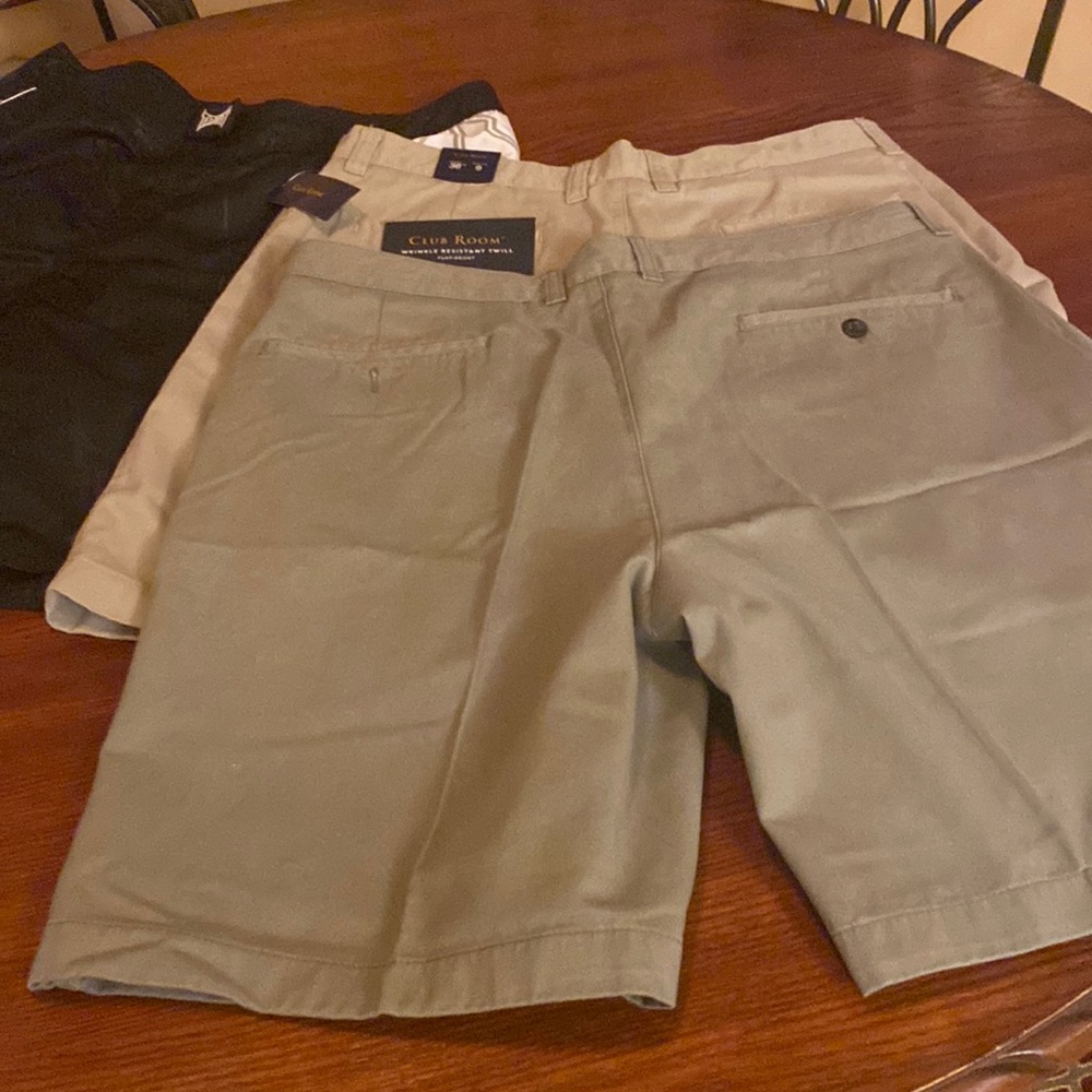 2 pair of club room wrinkle resistant twill new in size 36w/bonus preowned swim